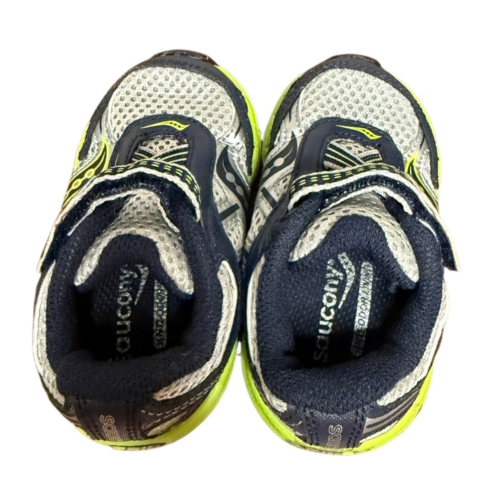 Saucony Kids Ride 10 Jr Navy And Neon Yellow/Green Sneakers-Like New Size 5w — image 2 of 8